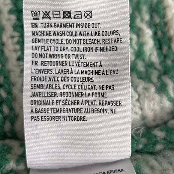 NWT American Eagle Green/White Geometric Pull Over Oversized Cropped Sweater-XS - Picture 6 of 9